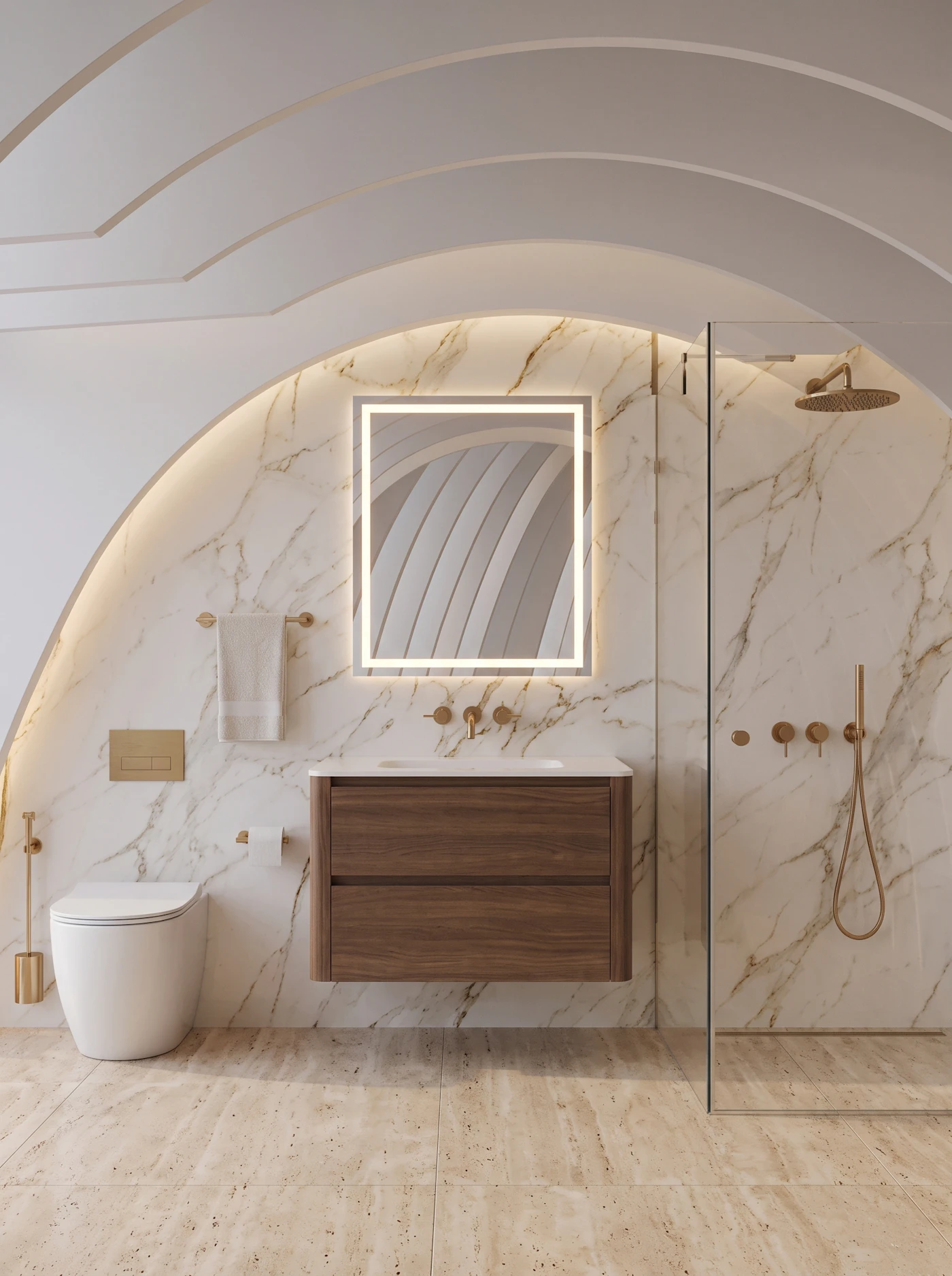 Luxury bathroom interior with freestanding tub