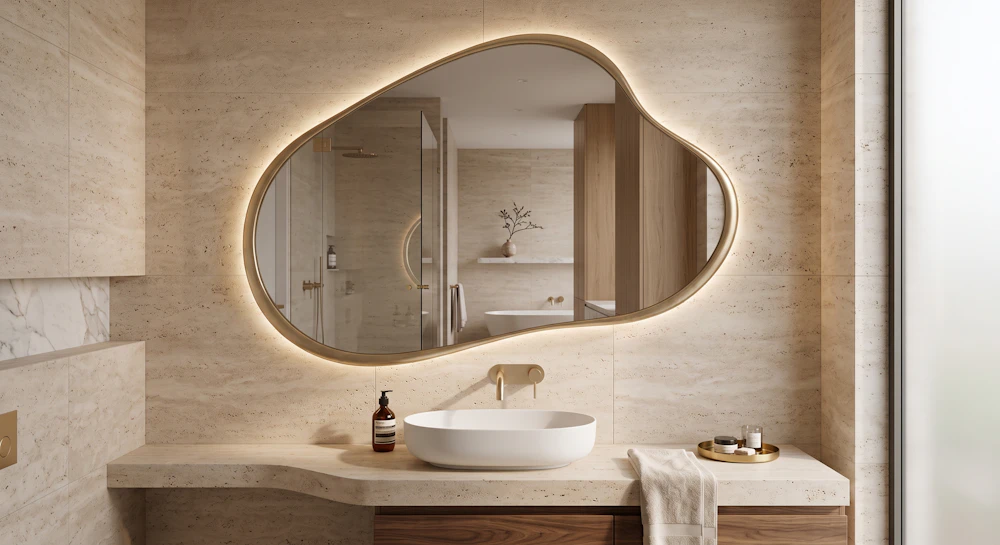 Framed bathroom mirror